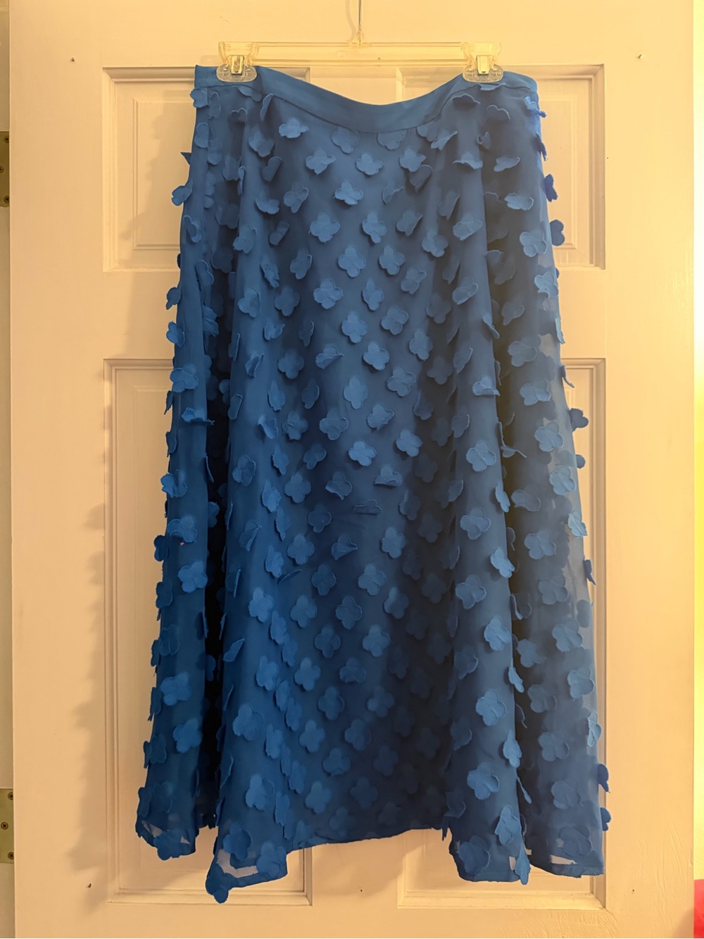 MAEVE Anthropologie Royal Blue A-Line Skirt with 3D Petal Details